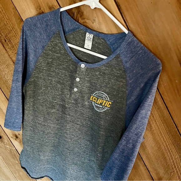 Alternative Earth Gray & Blue Vintage-style Baseball Tee Size M - Unisex fit - Picture 2 of 8